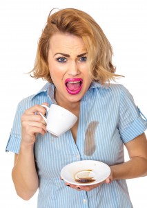 Woman with stains on shirt