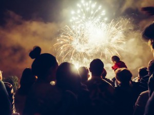 Crowd wathcing fireworks