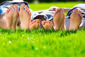 Family relaxing on the grass